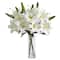25" Artificial White Lily Arrangement with Cylinder Glass Vase